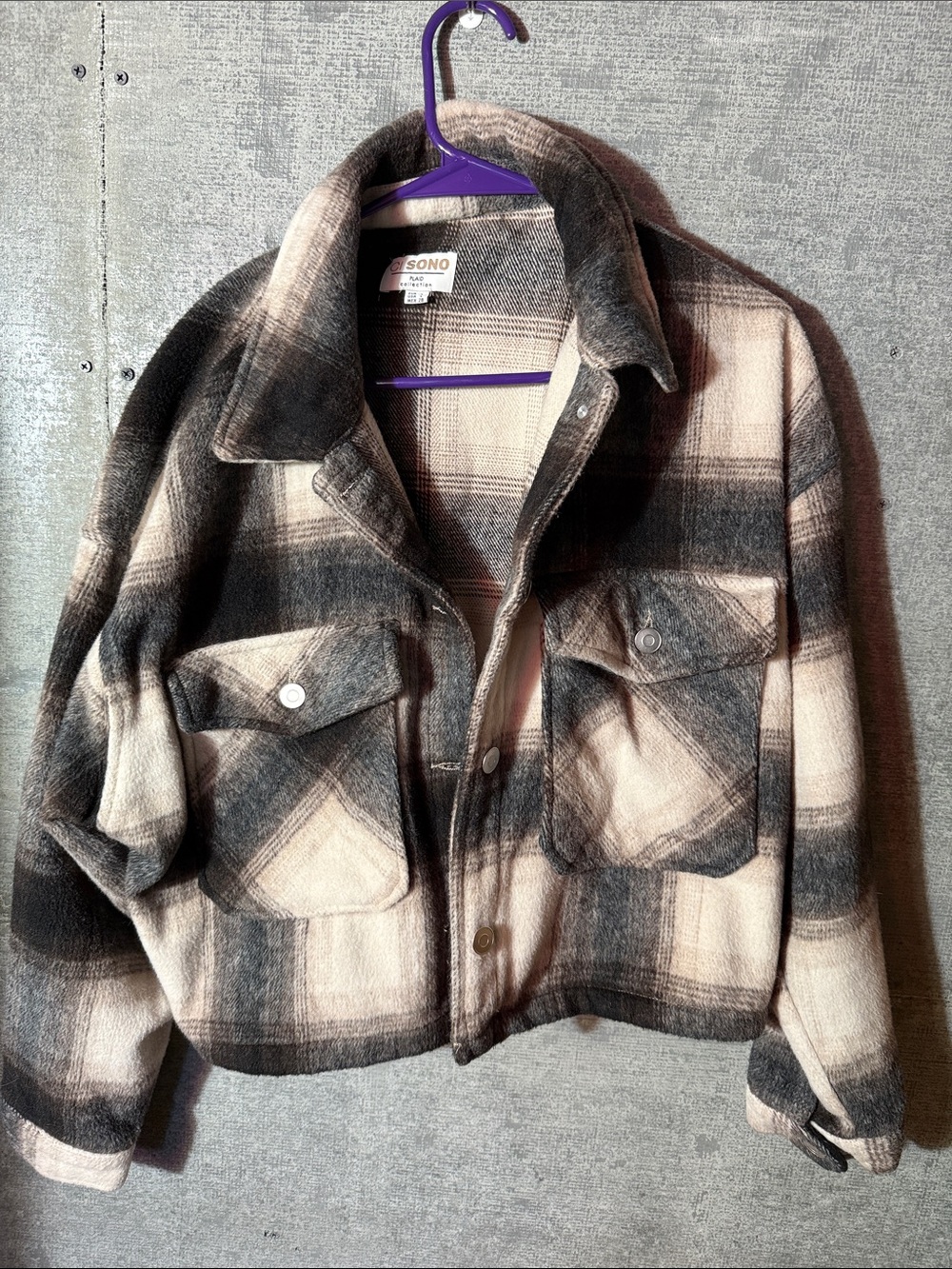 Sono Women's Plaid Cropped Jacket - Beige & Brown